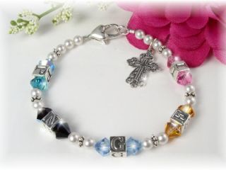   Grandma Swarovski Crystal Birthstone Bracelet Personalized Initials