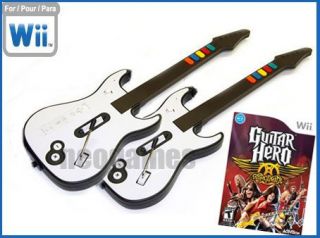 GUITAR HERO AEROSMITH Wii Bundle 2x Wireless Guitars + Game CD SAMEDAY 