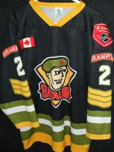 Game Used Worn Sublimated Brampton Battalion AHL OHL Hockey Jersey 