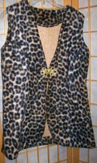 British Invasion Leopard Faux Fur Vest Sleeveless Jacket COSTUME