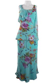   Aqua Georgette 2 PC Maxi Party Cruise Mother of Bride Dress
