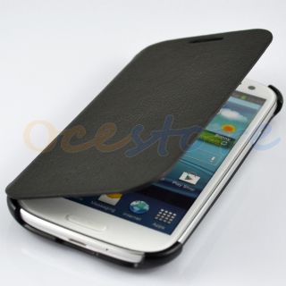 Black PU Synthetic Leather Flip Case Cover for Samsung Galaxy s 3 III 