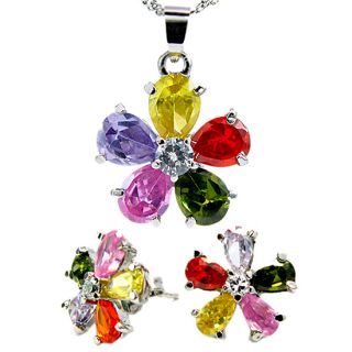 Wedding Gift Jewelry Set Multi Color Pendant Earrings for Ladies Dress 