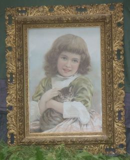 Very Nice Antique Victorian chromolithograph in a very good baroque 