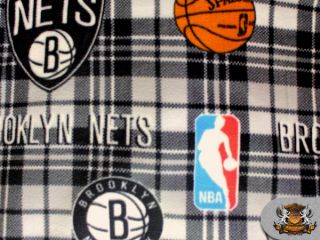 NBA Brooklyn Nets Plaid Licensed Fleece Fabric Sold by The Yard NL NBA 