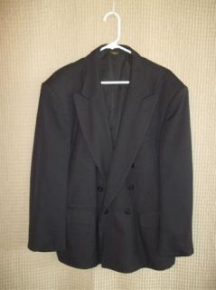Black Wool Blend Savane Double Breasted Jacket 42S