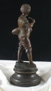   Moreau Bronze Finish Spelter Figure Boy with Bread 10 5