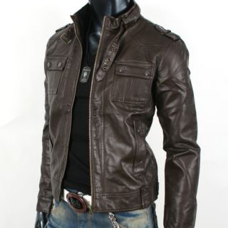 Mens Rider Motorcycle Leather Jacket JK002 Deep Brown