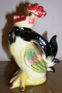 ANTIQUE CERAMIC ROOSTER STATUE HAND PAINTED PORCELAIN FIGURINE FINELY 