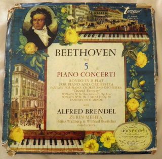    THE 5 PIANO CONCERTI VINYL SET WITH ALFRED BRENDEL ZUBIN MEHTA LP