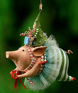Patience Brewster Krinkles Joyful Flying Pig Ornament