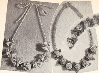 Vintage unusual and pretty crochet necklaces,jewellery pattern free UK 
