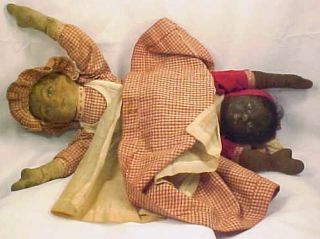   Antique Topsy Turvy Cloth Doll Black 1901 Bruckner babyland Rag