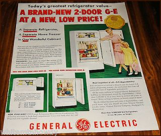 1950 GE NJ 8G REFRIGERATOR AD Mid Century Retro Kitchen~Mother 