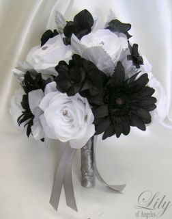 17pcs Wedding Bridal Bouquet Decoration Package Bride Silk Flower 
