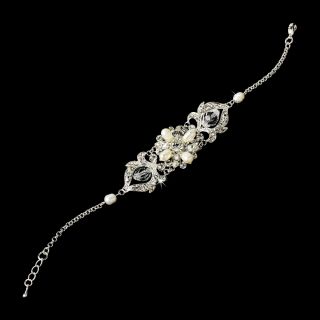 Romantic Silver Bridal Jewelry Set Tiara Swarovski Crystal Freshwater 