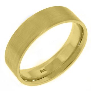   Band Engagement Ring 14kt Yellow Gold Brushed Sand Finish 6mm