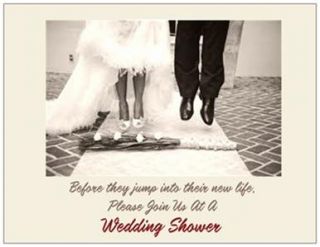   American Wedding BRIDAL Jumping BROOM Shower Invitation Post Cards