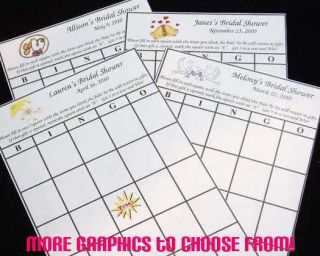 Personalized Wedding Bridal Shower Bingo Game Cards Fun Activity 