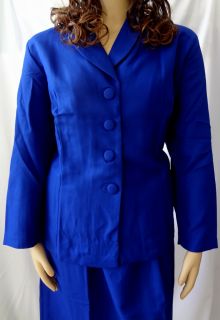 NWT LANE BRYANT WOMAN 2 PIECE ROYAL BLUE SKIRT SUIT WITH JACKET PETITE 