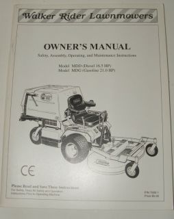  Walker Mower Owners Manual Kubota Engine MDD MDG
