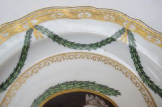   English Porcelain Handpainted Gilded Plate Worcester Bristol