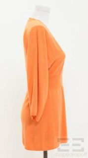 Brunello Cucinelli Orange Cashmere Deep V Neck Tunic Sweater Size 