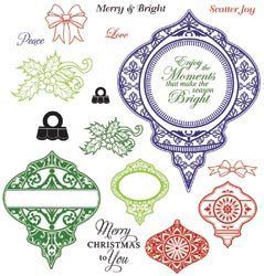 Justrite Cling Stamps Merry Bright Spellbinders Heirloom Ornaments 