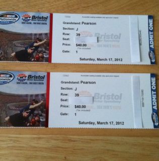  2 Bristol Tickets for Nationwide Race 3 17