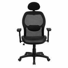 Flash Office Chair Mesh Highback Leather Seat LFW42BLGG