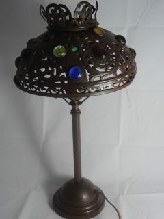 Jeweled Metal Lamp Arts Crafts Kimberly Hubbard Miller Tiffany Handel 