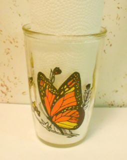 RARE BROCKWAY GLASS CO BUTTERFLY GLASS ORANGE & YELLOW JELLY OR SOUR 