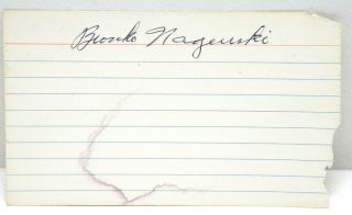 Bronko Nagurski Football Hall of Fame Autograph Index Card