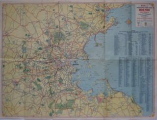 1931 Shell Gas Station Road Map Boston Cape Cod Massachusetts Salem 