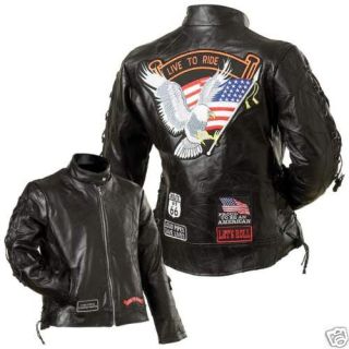 Ladies Rock Design Genuine Buffalo Leather Motorcycle New With Tags 