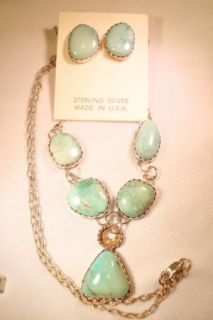 Sterling Silver Carico Lake Turquoise Handmade Artisan Signed Necklace 