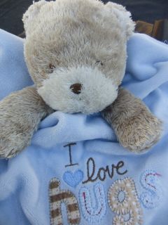 Brown Bear I love hugs Baby Security Blanket Blankie Banky Carters 