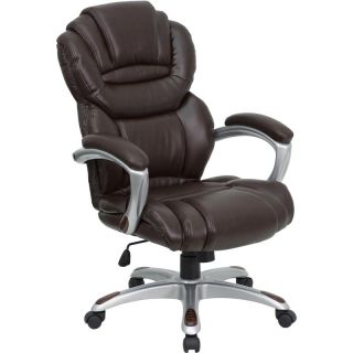 Brown Leather Executive Computer Office Chair with Arms