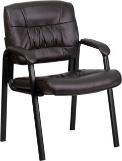 Brown Leather Guest Reception Waiting Room Office Chair