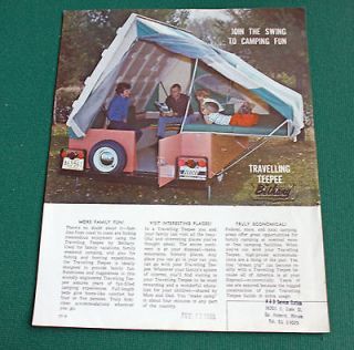 Newly listed Travelling Teepee Pop Up Camper Brochure by Bethany 1965