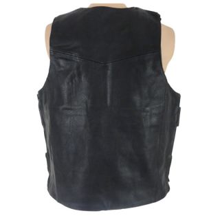 Bullet Proof Black Leather Motorcycle Vest Replica w 2 Pockets XLarge 