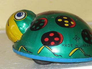 Vintage Made In Japan Tin Toy Lithograph Lady Bug Push Friction Beetle