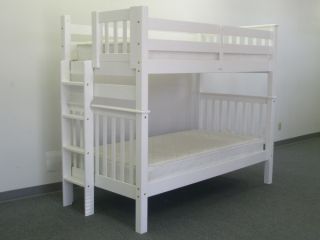 Bunk Bed   Tall Twin over Twin Mission White with Side Ladder for only 