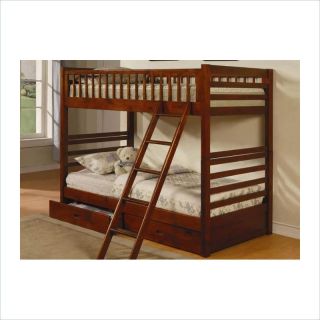 Coaster Twin Over Twin Wood w/Storage Drawers Oak Finish Bunk Bed