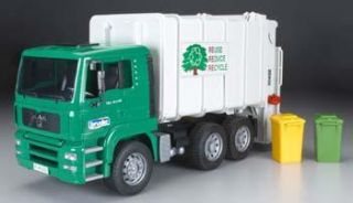 Bruder Toys America 1 16 Man Garbage Truck Green w Trash Bins BTA02764 