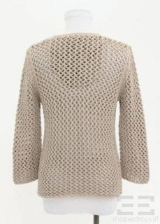 Burberry Brit Taupe Cotton Crocheted 3/4 Sleeve Sweater Size S
