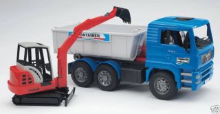 Bruder Toys MAN Tipping Container Kids Toy Truck w Schaeff Mini 
