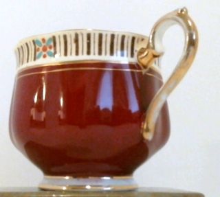 Royal Albert Cup Saucer Enameled Maroon Burgundy C 1927 Bone China 
