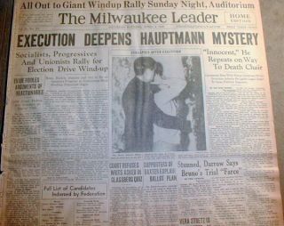 1936 Newspaper Lindbergh Baby Kidnapper Executed in New Jersey 