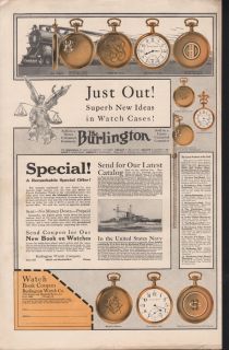 1914 Burlington Watch Pocket Clock Navy Masonic Chicago